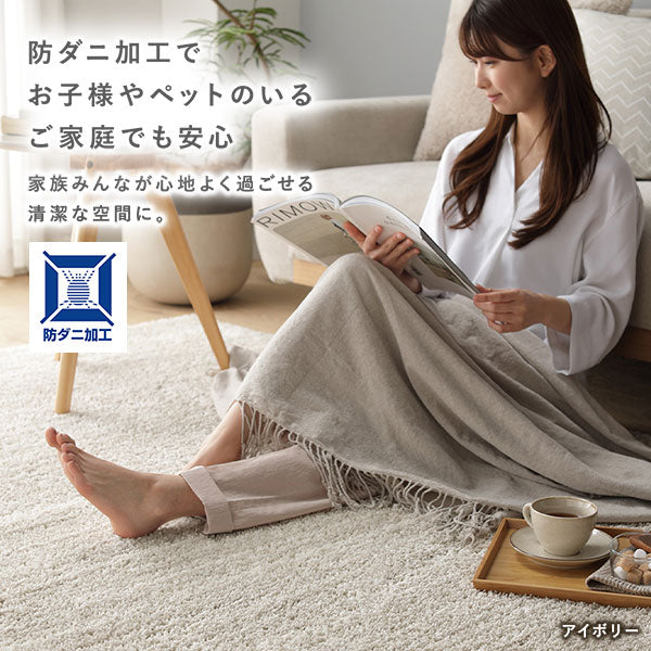 国産 洗えるミックスパイルラグ（軽量・防ダニ・アレルブロック・遊び毛防止） 約190×240cm グレージュ - Image 9