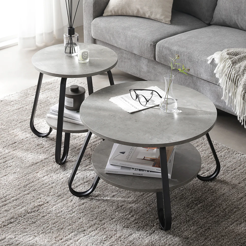 ローテーブル(ラウンドタイプ)『LUTON ルトン』 2点セット(直径40cm+直径56cm) ラスティックナチュラル - Image 20