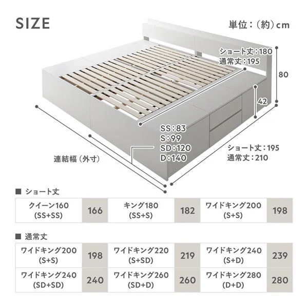引き出し4杯大容量ベッド 宮付きタイプ『Slektia スレクティア』連結サイズ ブラウン - Image 21