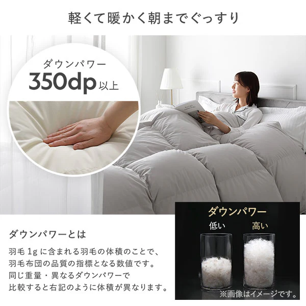 日本製 リッチボリューム 羽毛掛け布団 『Uula ウーラ』 ダウン率90% 羽毛充填量1.2kg~ ホワイト - Image 11
