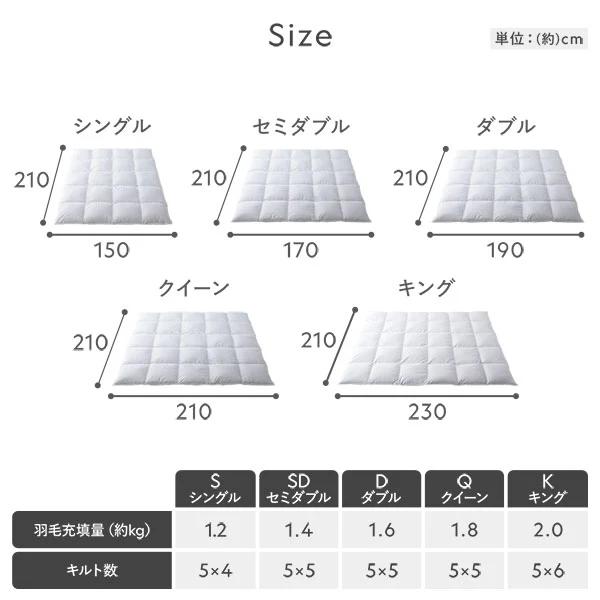 日本製 リッチボリューム 羽毛掛け布団 『Uula ウーラ』 ダウン率70% 羽毛充填量1.2kg~ ホワイト - Image 26