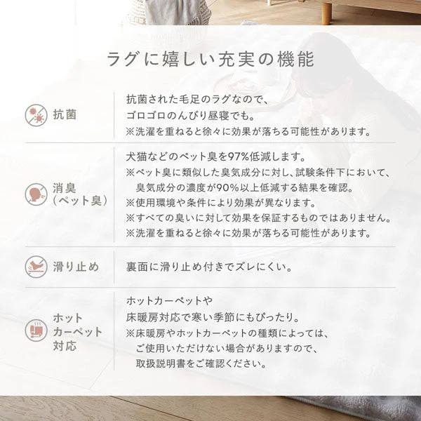 ポコポコ毛布みたいな洗えるラグ 『hoho-roko ホホロコ』 約190×190cm グレー - Image 9