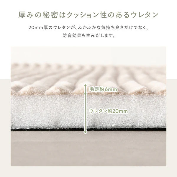 防音コーデュロイラグ 『Luune ルーネ』 約130×190cm ベージュ - Image 9